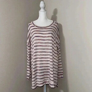 Como Blu Striped Scoop Neck Top